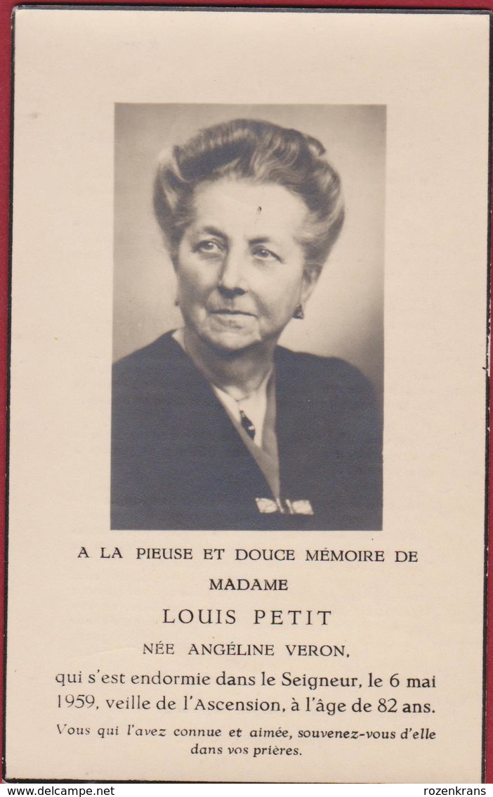 Louis Petit Angeline Veron 1959 Doodsprentje Bidprentje Image Mortuaire - Images Religieuses