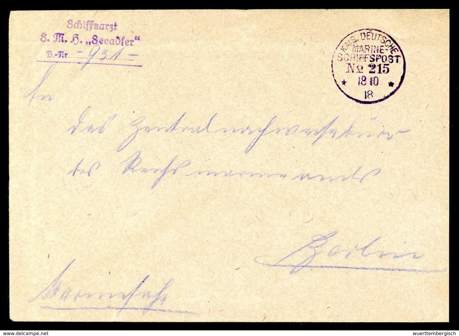 Beleg Deutsche Marine Schiffspost 1895-1939 - Sonstige & Ohne Zuordnung