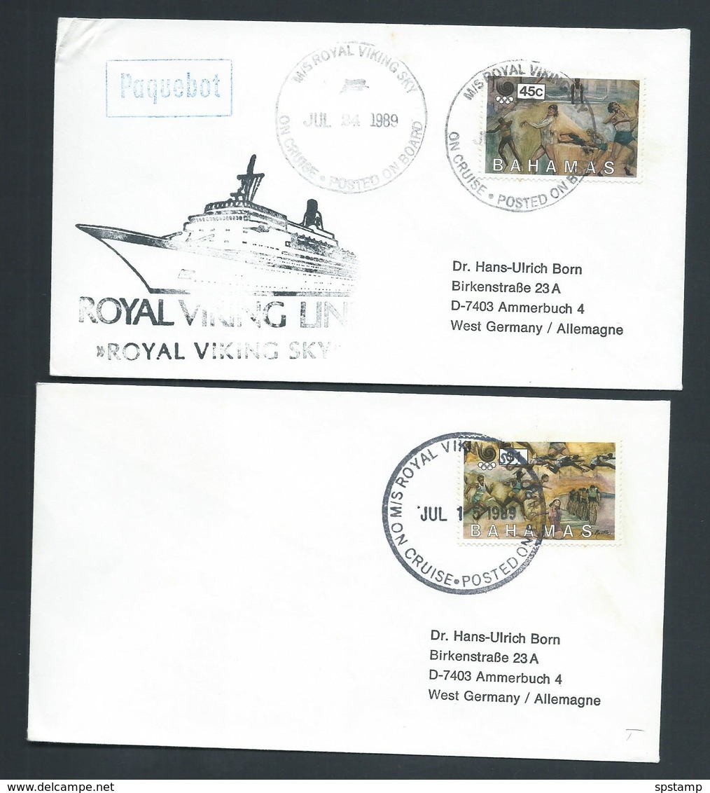 Bahamas 1989 Paquebot Covers (2) To Germany Ship Royal Viking Sun - Bahamas (1973-...)