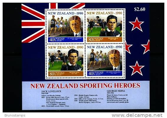 NEW ZEALAND - 1990  HEALTH  SPORTING HEROES  MS   MINT NH - Altri & Non Classificati