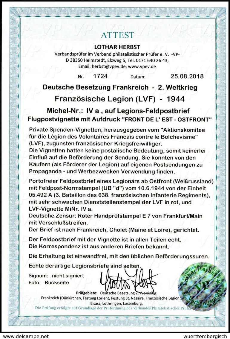 Beleg Deutsche Besetzung II. WK Französische Legion - Autres & Non Classés