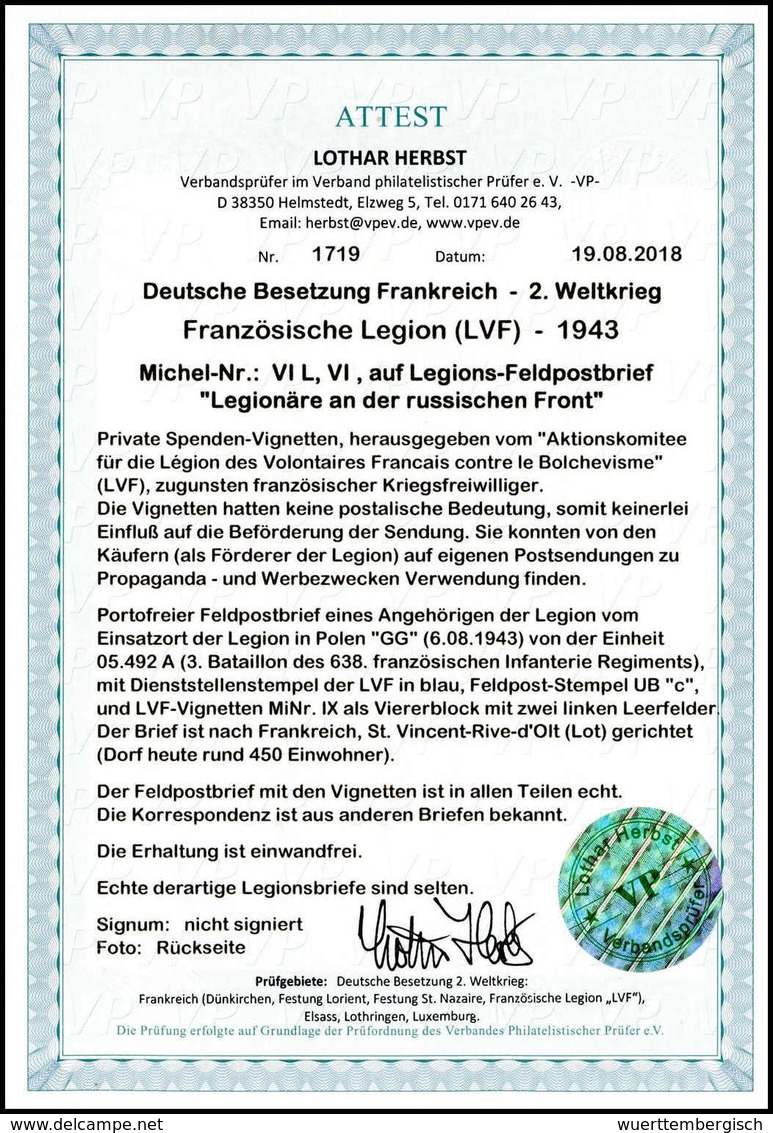 Beleg Deutsche Besetzung II. WK Französische Legion - Sonstige & Ohne Zuordnung