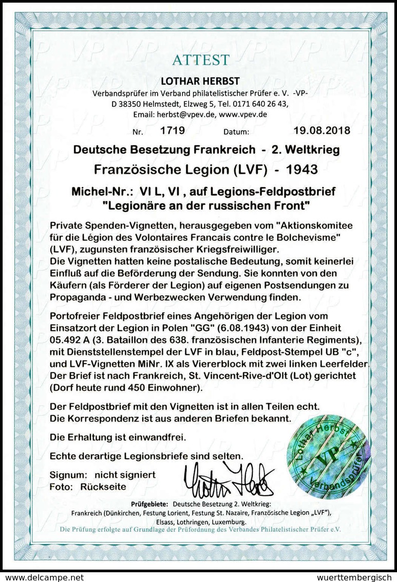 Beleg Deutsche Besetzung II. WK Französische Legion - Andere & Zonder Classificatie