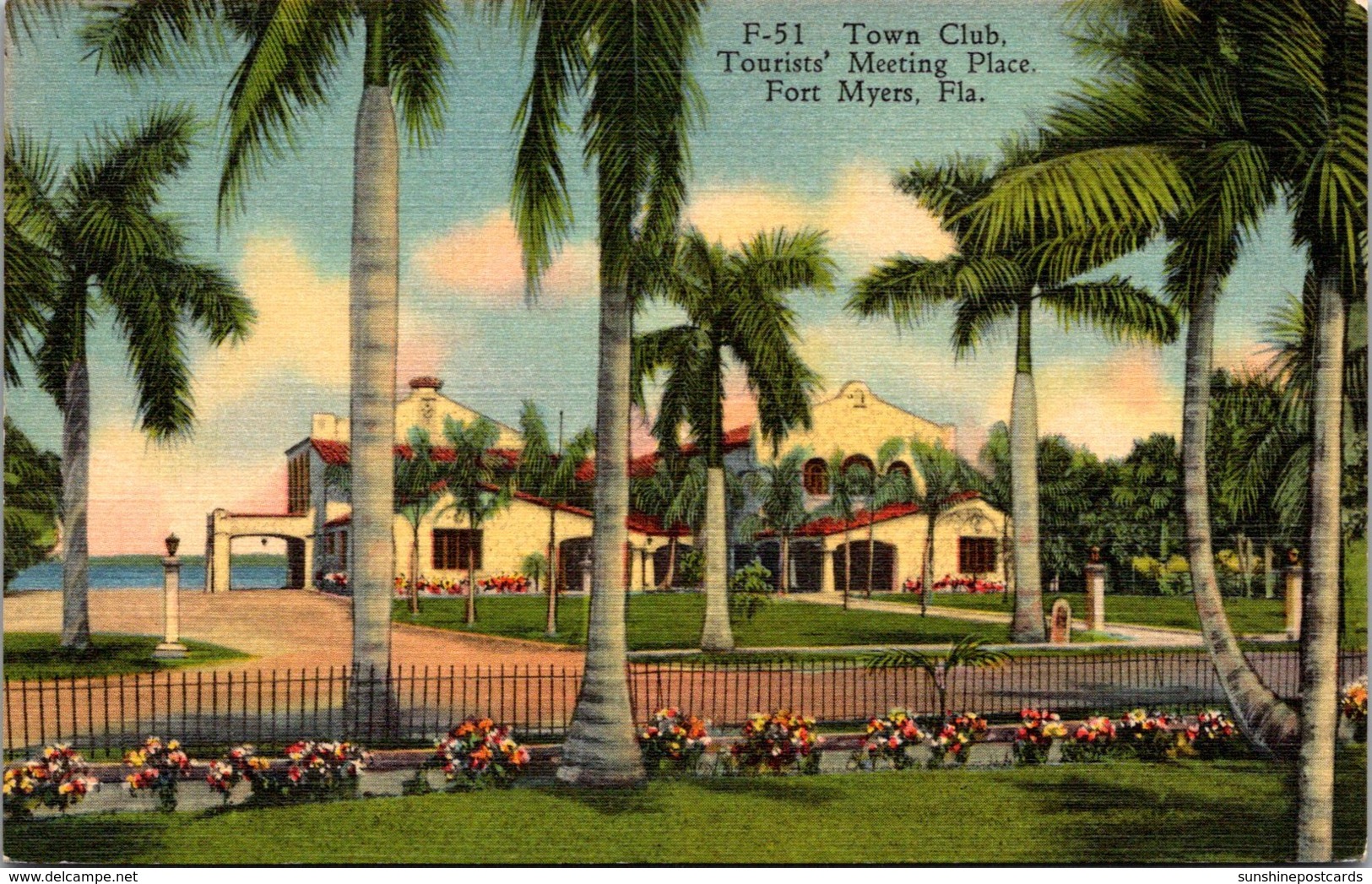 Florida Fort Myers Town Club Tourists' Meeting Place Curteich - Fort Myers