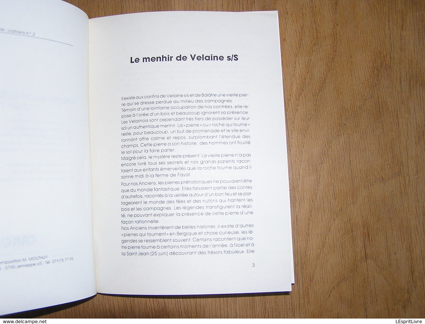 LES MEMOIRES DE LA BASSE SAMBRE N° 3 Régionalisme Charbonnages Mine Houille Auvelais Tamines Arsimont Menhir Velaine - België