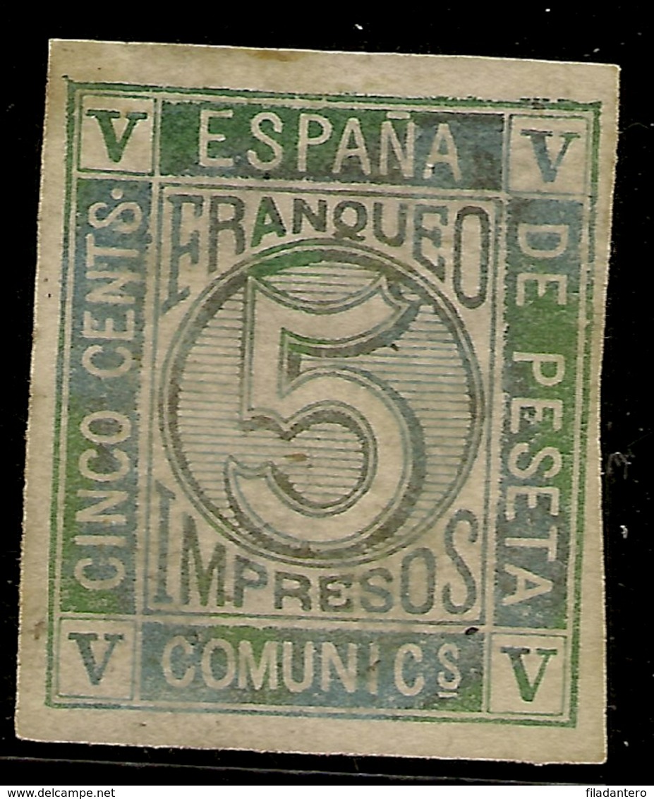 España Edifil 117* Mh  5 Céntimos Verde    Corona,cifras Y Amadeo I  1872  NL483 - Nuevos