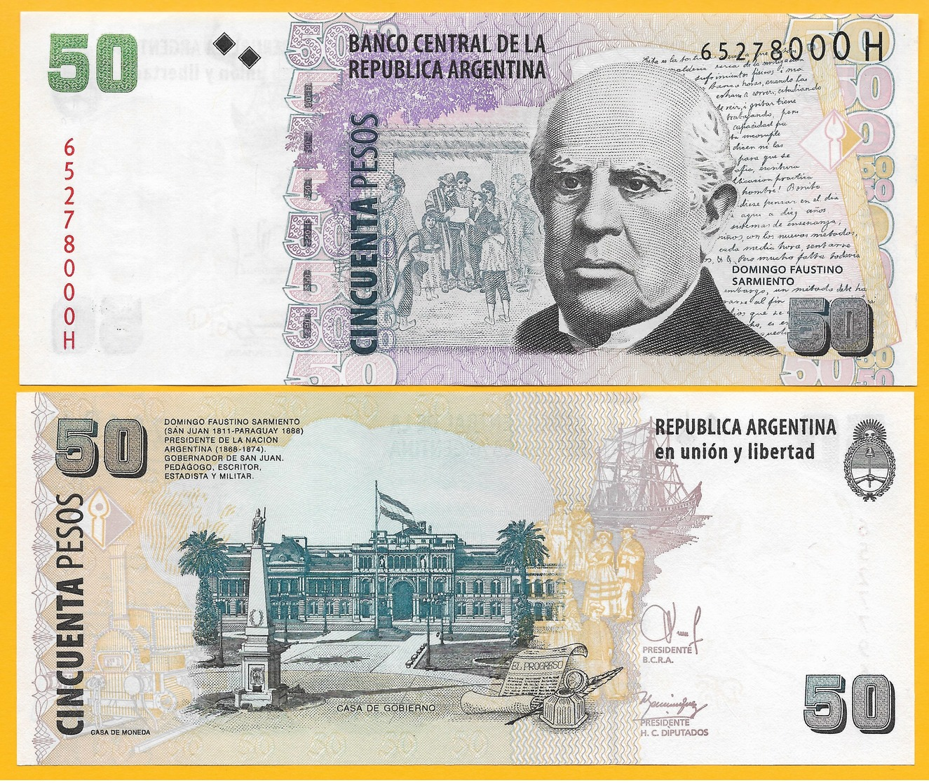 Argentina 50 Pesos P-356(7) ND (2003-2015) UNC Banknote - Argentine