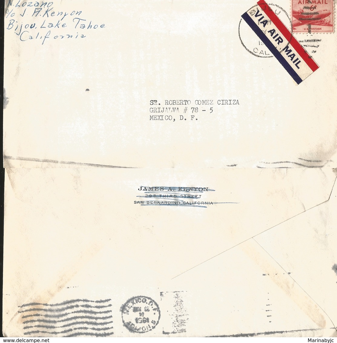 J) 1951 UNITED STATES, AIRPLANE, AIRMAIL, CIRCULATED COVER, FROM CALIFORNIA TO MEXICO - Covers & Documents