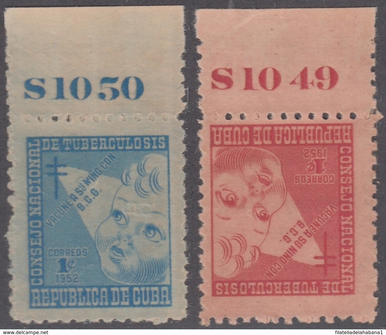 1952-417 CUBA REPUBLICA. 1952. SEMIPOSTAL TUBERCULOSOS PLATE NUMBER, NO GUM - Unused Stamps