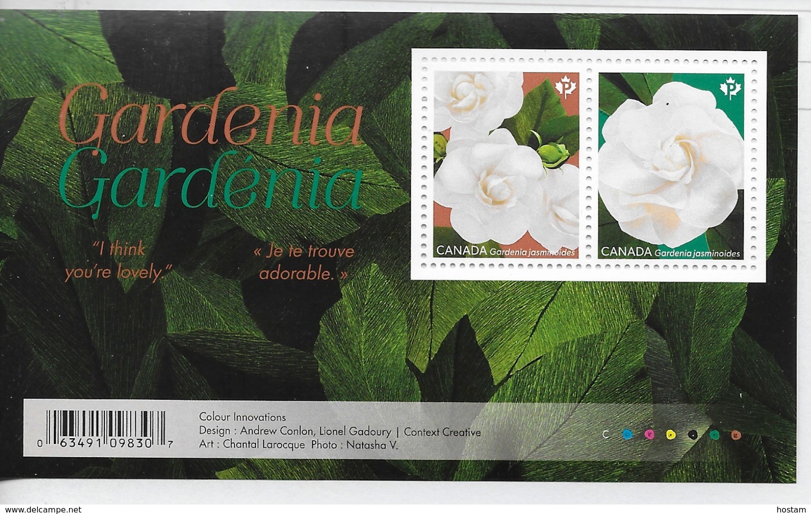 Canada   2019  GARDENIA    Sheetlett Of 2 Stamps  MNH - Blocs-feuillets