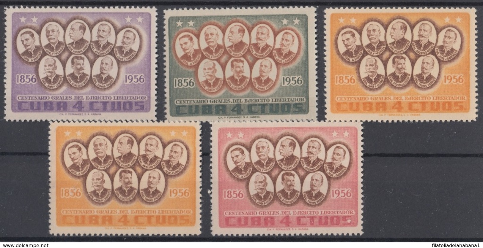 1957-373 CUBA REPUBLICA. 1957. Ed.709-13. MNH. GENERALES DE LA GUERRA DE INDEPENDENCIA. - Unused Stamps