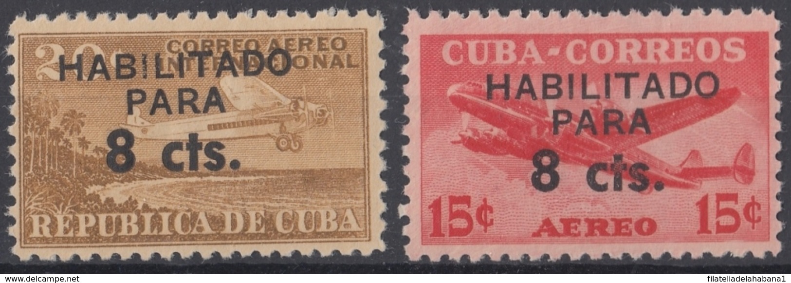 1961.129 CUBA. 1961. Ed.884-85. MNH. CORREO AEREO HABILITADO PARA 8c, AVION, AIRPLANE. - Nuevos