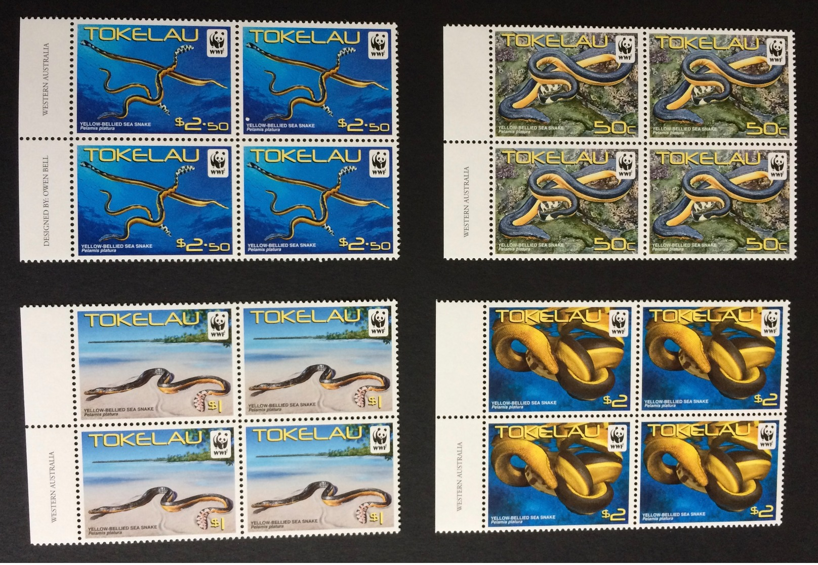 Tokelau/Western Australia 2011; WWF Animals & Fauna, Reptiles; Marine Life; Snakes; MNH, Neuf**, Postfrisch; - Tokelau