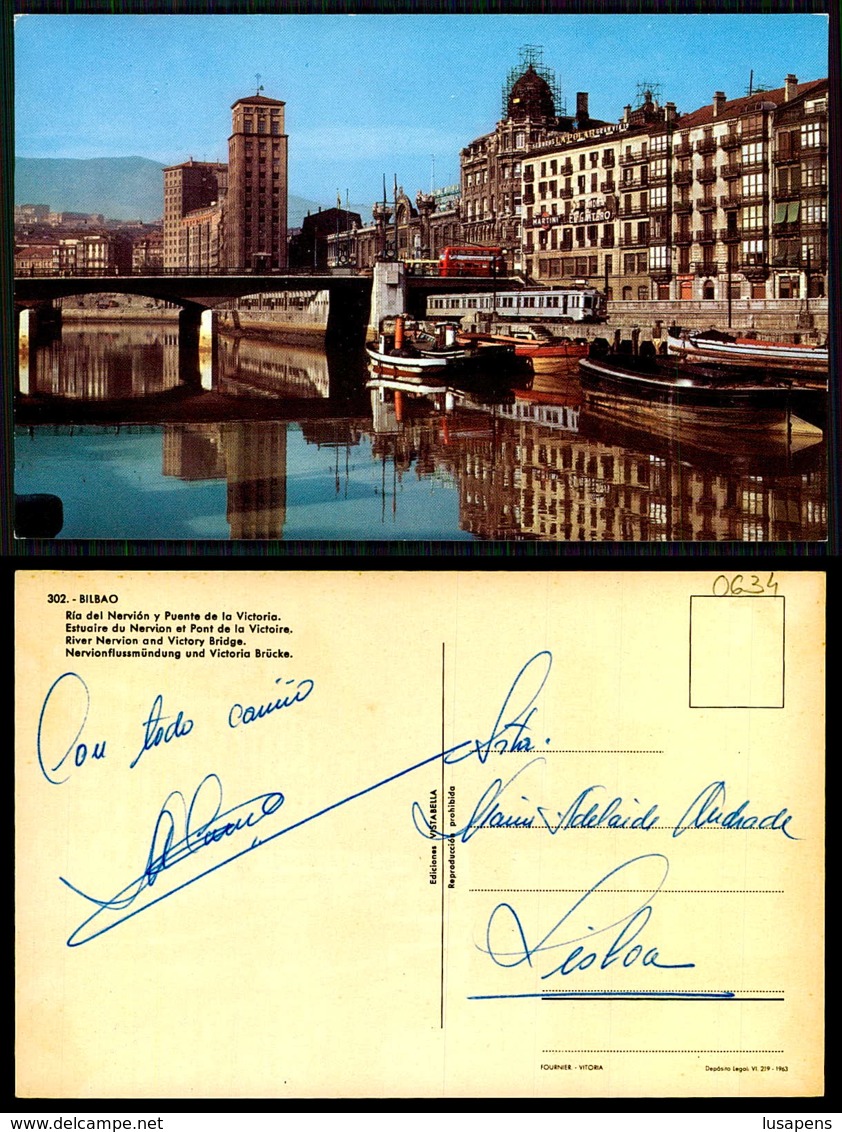 EC [00634]- ESPAÑA- BILBAO- RÍA DEL NERVÍON Y PUENTE DE LA VICTORIA - Autres & Non Classés