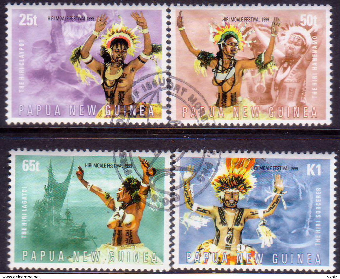 PAPUA NEW GUINEA 1999 SG #864-68 Compl.set+m/s Used Hiri Moale Festival - Papúa Nueva Guinea