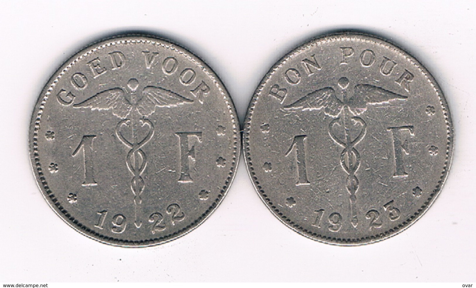 1 FRANC 1922 + 1923 BELGIE /3435/ - 1 Franc