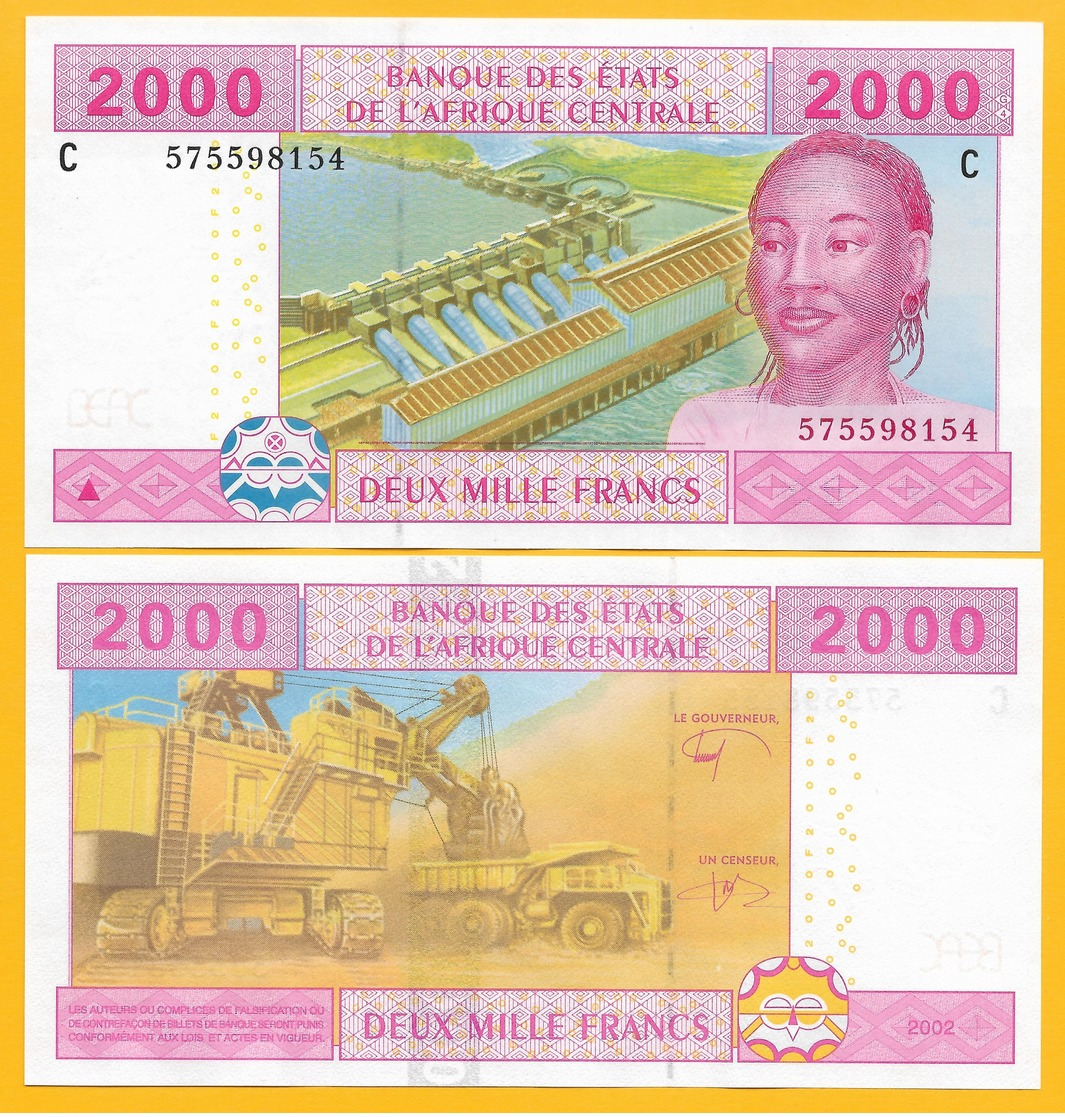 Central African States 2000 Francs Chad (C) P-608C 2002 UNC Banknote - Estados Centroafricanos