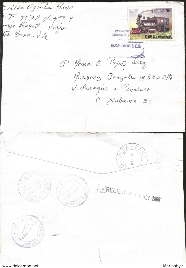 J) 2005 CUBA-CARIBE, RAILWAY, LOCOMOTIVES, AIRMAIL, CIRCULATED COVER, INTERIOR MAIL WITHIN TO CARIBE - Covers & Documents