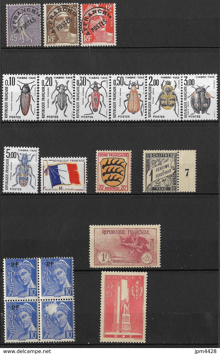 France Lot Vrac De 130 Timbres Neufs * Avec Charniéres Ou Traces (plus 25 Timbres Avec Petits Défauts Non Comptés) - Vrac (max 999 Timbres)