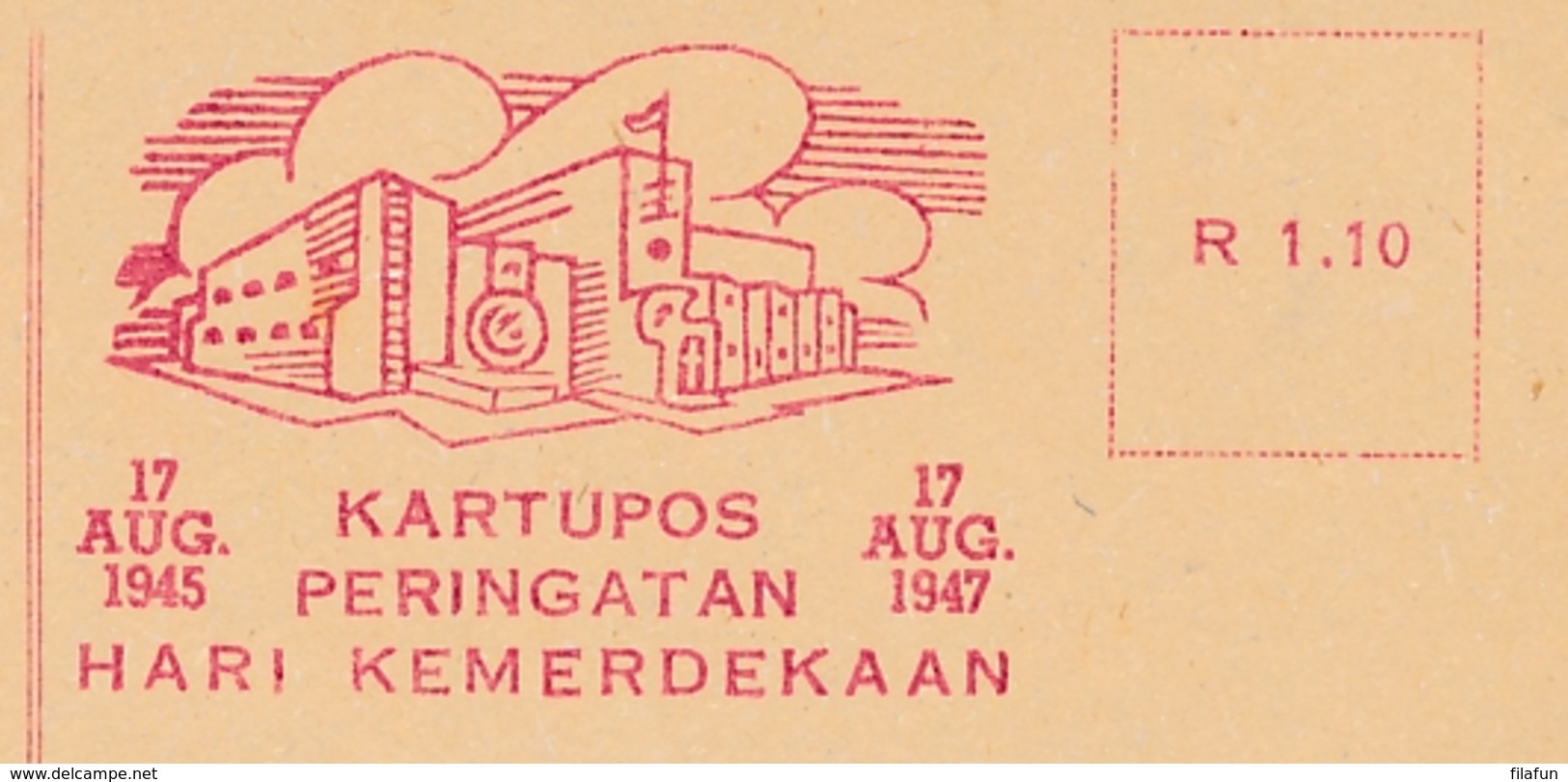 Nederlands Indië / Rep Indonesia - 1947? - 1,10 R Briefkaart Peringatan Hari Kemerdekaan ?? Kaart Mij Niet Bekend - Nederlands-Indië