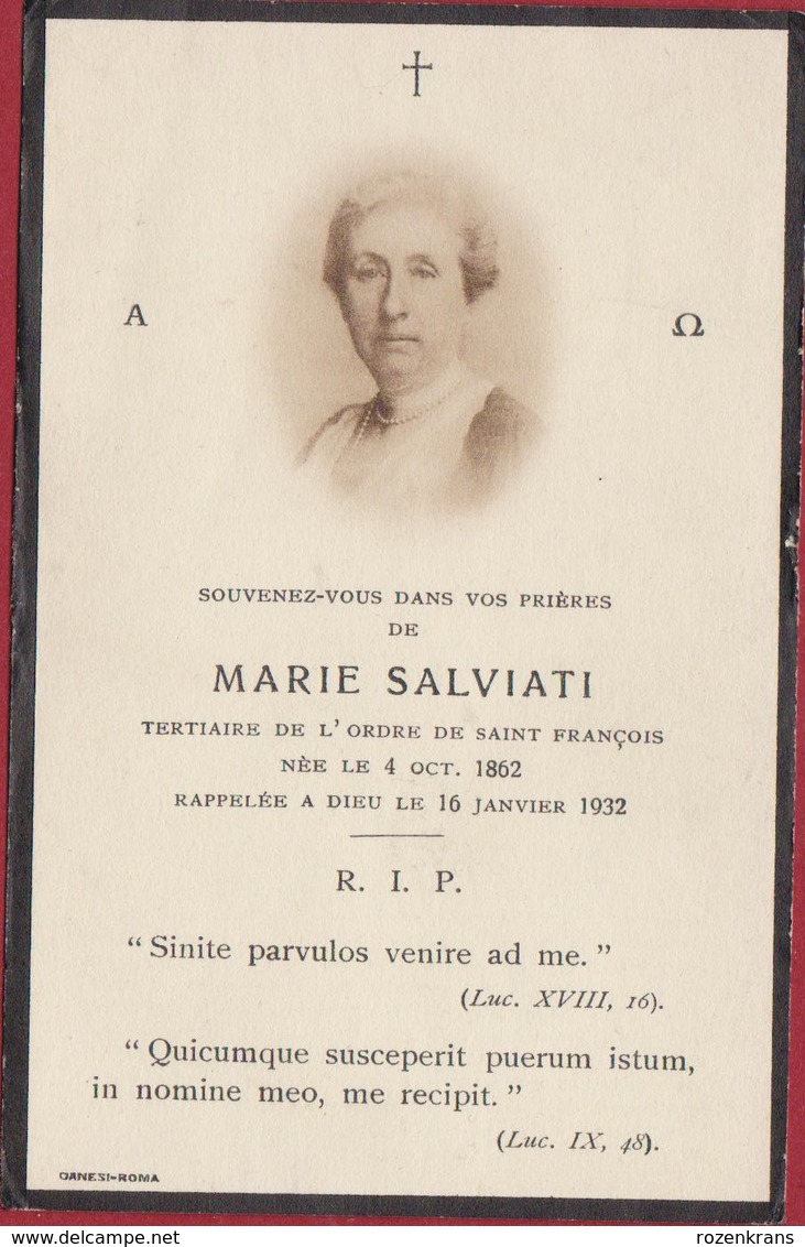 Marie Salviati 1932 Danesi Roma Italia Doodsprentje Bidprentje Image Mortuaire - Images Religieuses