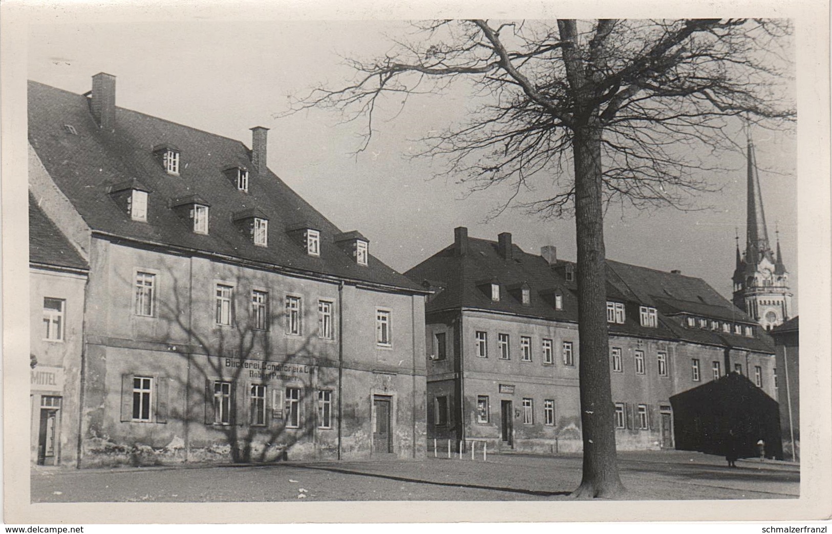 Foto Rohling AK Elterlein Markt Marktgasse Kirchgasse Zwönitzer Straße Bäckerei A Aue Annaberg Buchholz Erzgebirge DDR - Elterlein