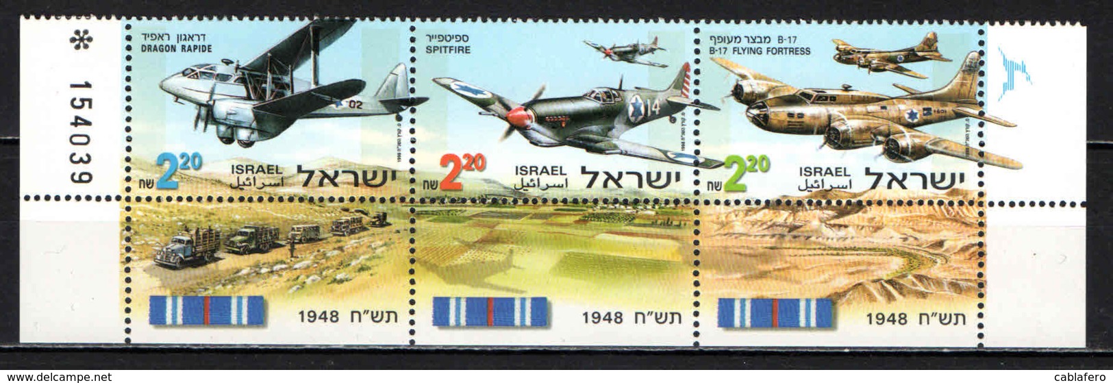 ISRAELE - 1998 - Aircraft Used In War Of Independence  - MNH - Nuovi (con Tab)