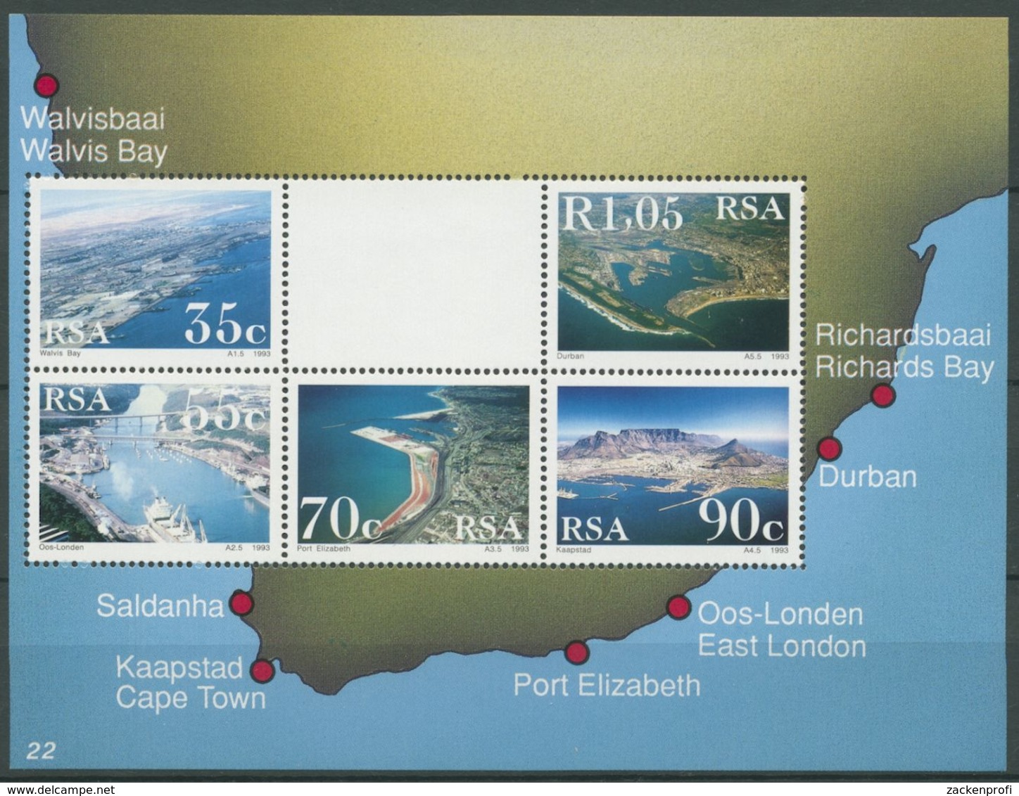Südafrika 1993 Häfen Küstenstädte Block 31 Postfrisch (C25092) - Blocks & Kleinbögen