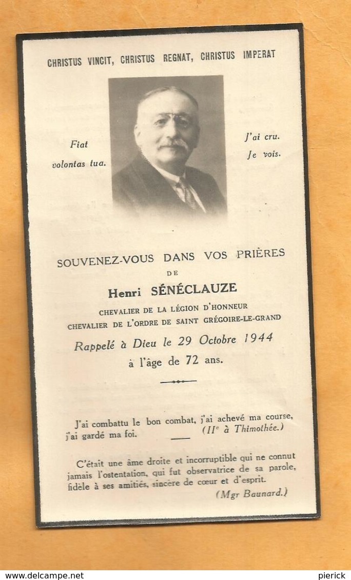 IMAGE GENEALOGIE FAIRE PART AVIS DECES CARTE MORTUAIRE BOURG ARGENTAL  SENECLAUZE CHEVALIER SAINT GREGOIRE  1872 1944 - Décès