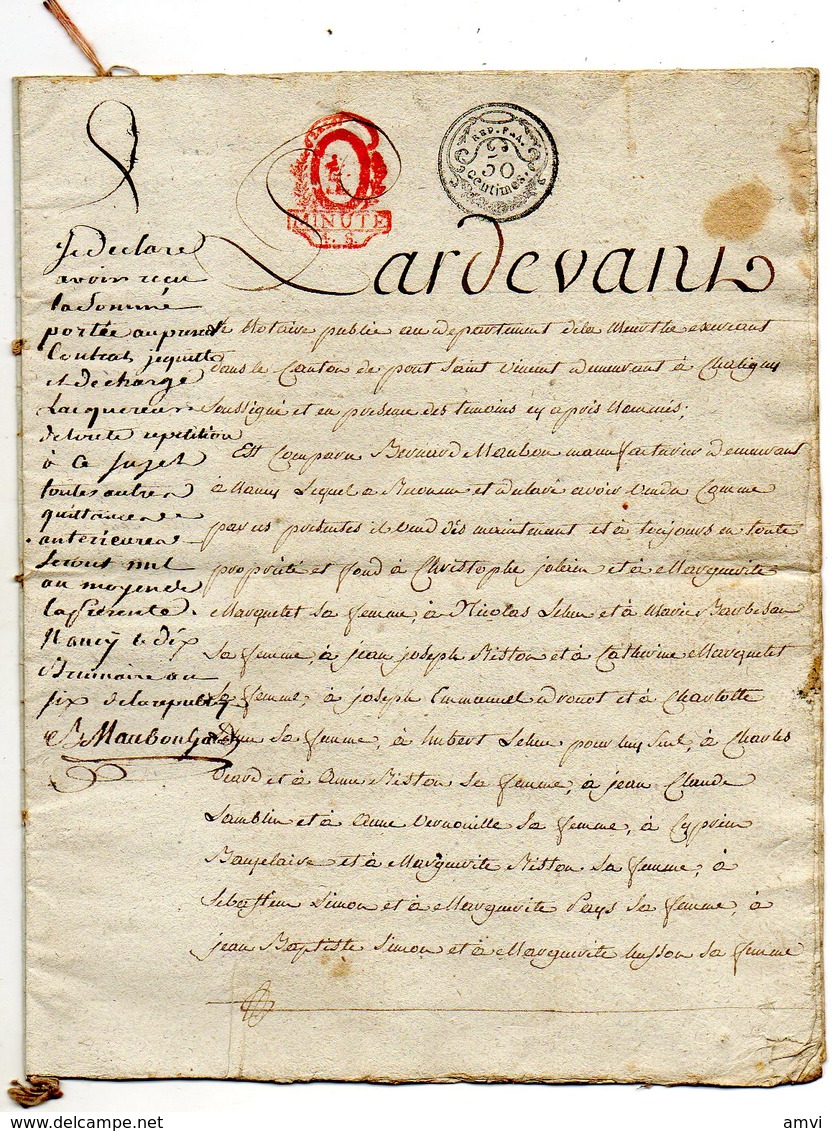 B002 Acquet Notaire Nancy 5 Jour Complementaire An 4 * MAUBON - JOLAIN - Manuskripte