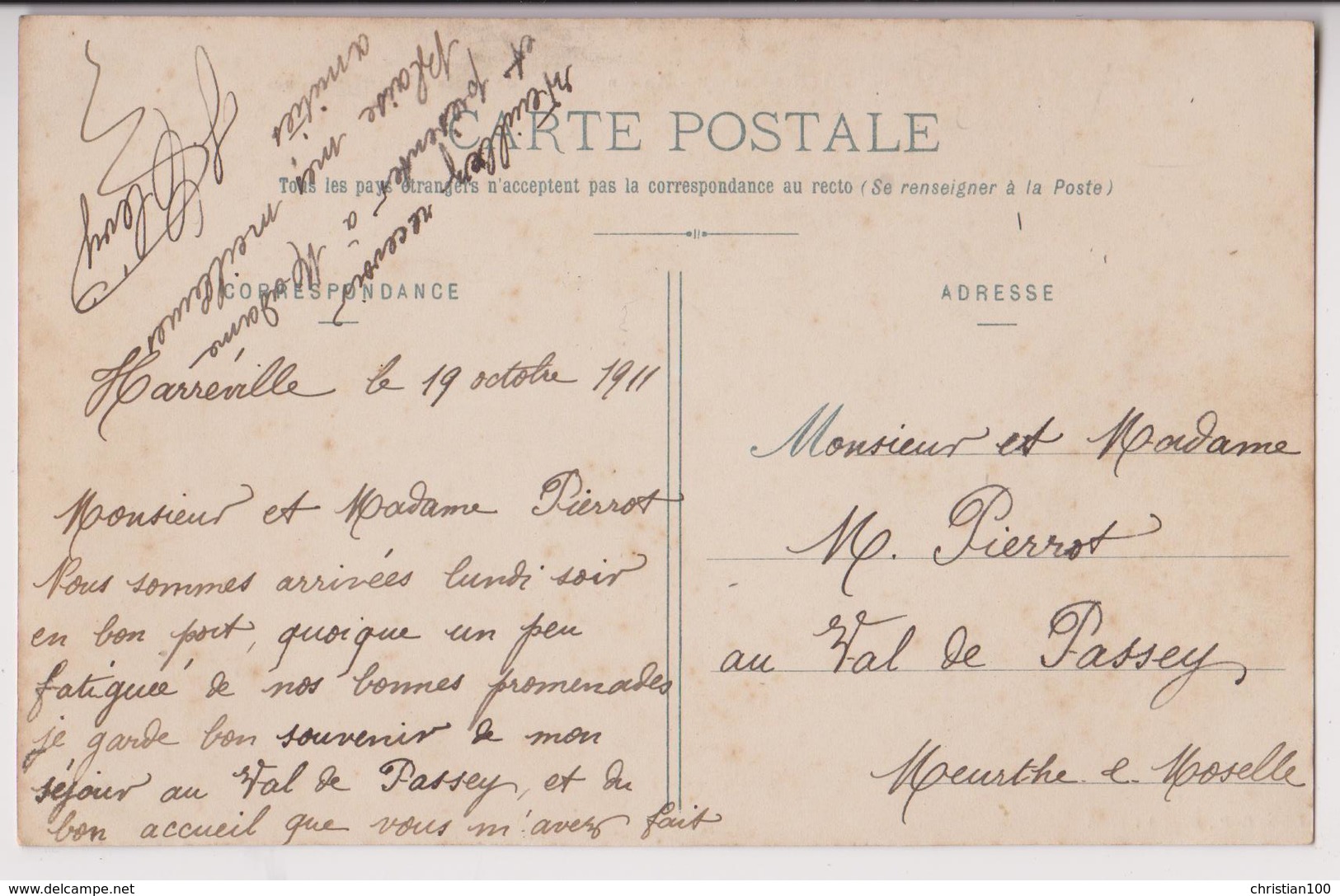 HARREVILLE LES CHANTEURS (52) : ANCIENNE ROUTE DE CHALAIS A SARREGUEMINES - CLICHE PEU COURANT - ECRITE 1911 - 2 SCANS - - Autres & Non Classés