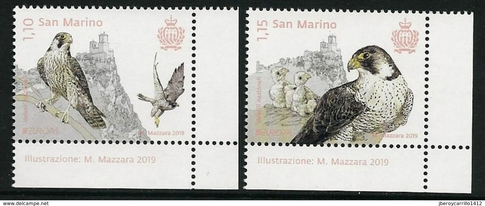 SAN MARINO/ SAINT-MARIN - EUROPA 2019 -NATIONAL BIRDS.-"AVES - BIRDS - VÖGEL -OISEAUX"- SERIE De 2 V. CH - 2019