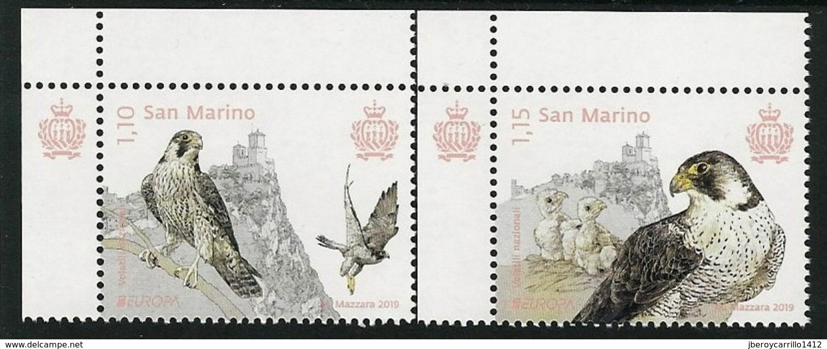 SAN MARINO/ SAINT-MARIN - EUROPA 2019 -NATIONAL BIRDS.-"AVES - BIRDS - VÖGEL -OISEAUX"- SERIE De 2 V. CH - 2019