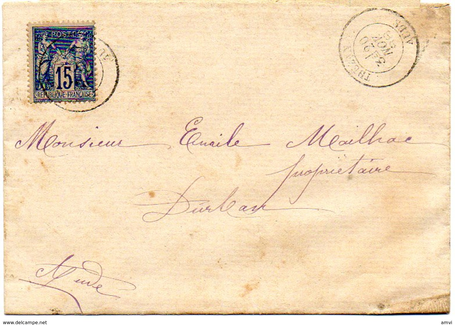 B002 1888 Cachet A Date THEZAN  Aude  Type Paix - 1877-1920: Période Semi Moderne