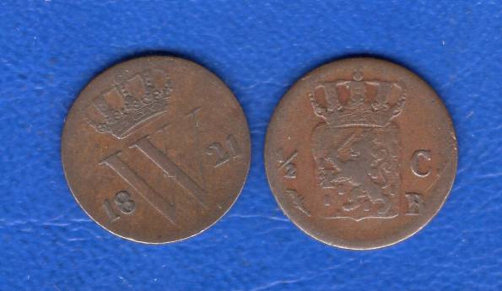 1/2  Cents  1821 +1821 B  Rare - 1815-1840 : Willem I