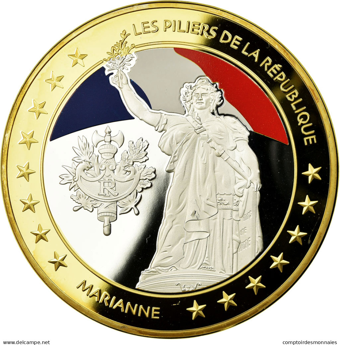 France, Médaille, Les Piliers De La République, Marianne, 2015, FDC, Copper - Autres & Non Classés