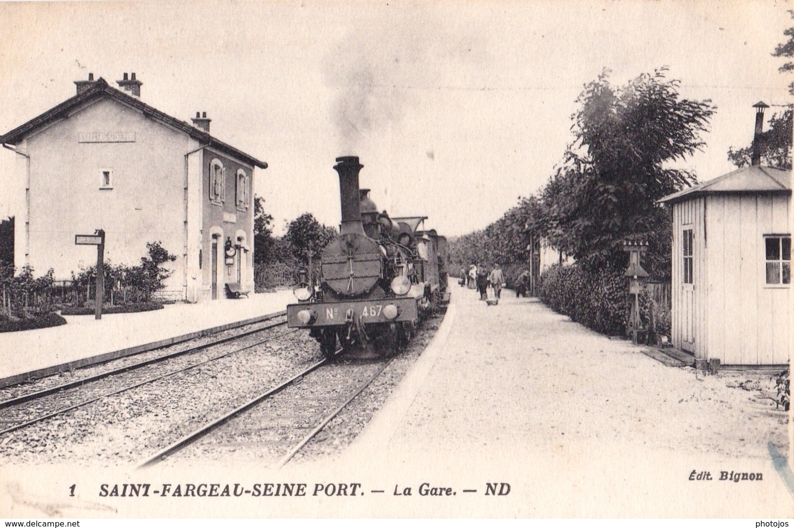 CPA : Saint Fargeau Seine Port (77 ) La Gare Train Gros Plan    Locomotive 467    Ed Bignon N° 1 - Saint Fargeau Ponthierry