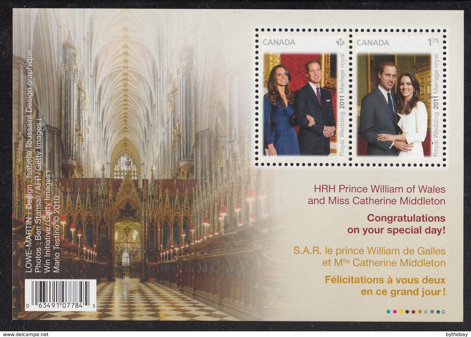 Canada 2011 MNH Sc 2465b Souvenir Sheet Of 2 Royal Wedding - Neufs