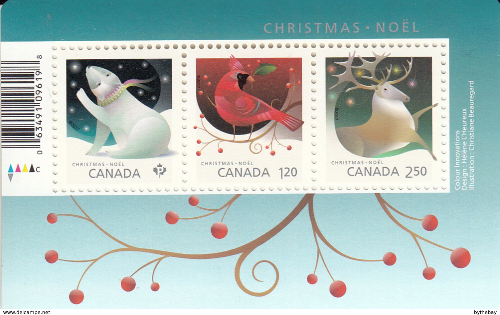 Canada 2017 MNH Sc 3045 Souvenir Sheet Of 3 Christmas - Neufs