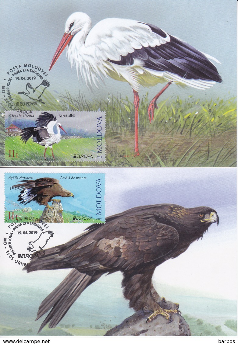 2019 , Moldova  Moldavie  Moldawien  Moldau  Europa Birds  Fauna , 2 Maxicards - Fishes