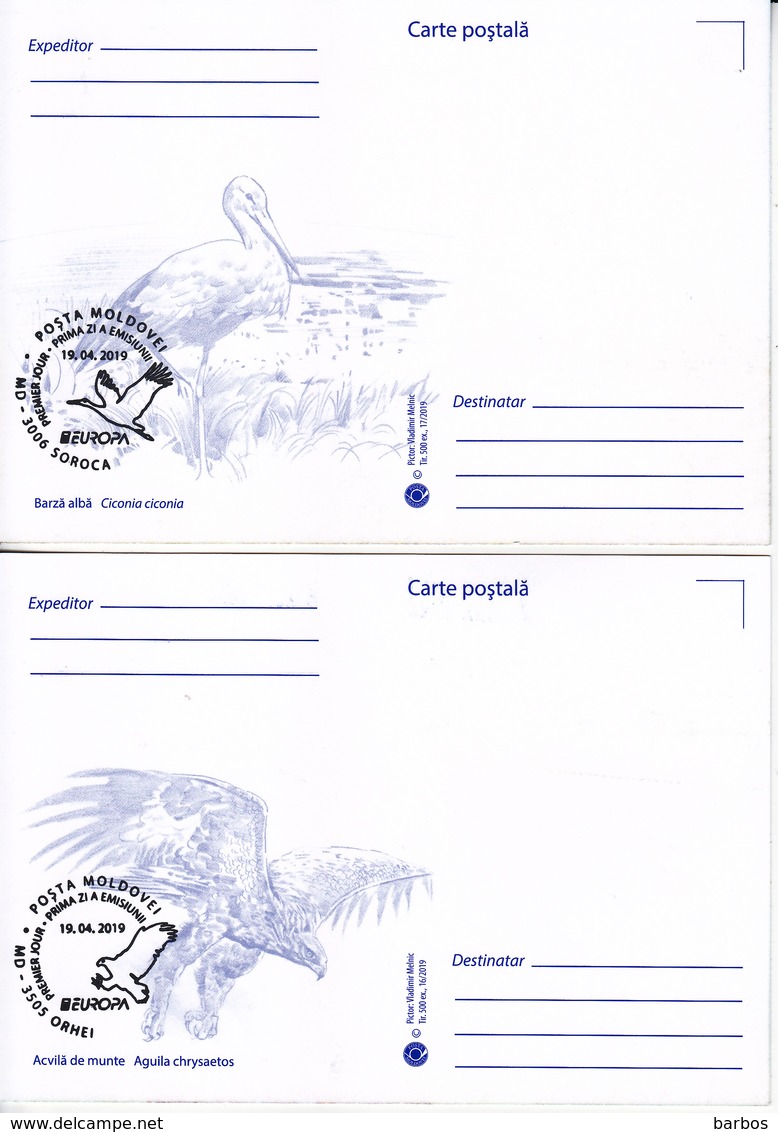 2019 , Moldova  Moldavie  Moldawien  Moldau  Europa Birds  Fauna , 2 Maxicards - Vissen