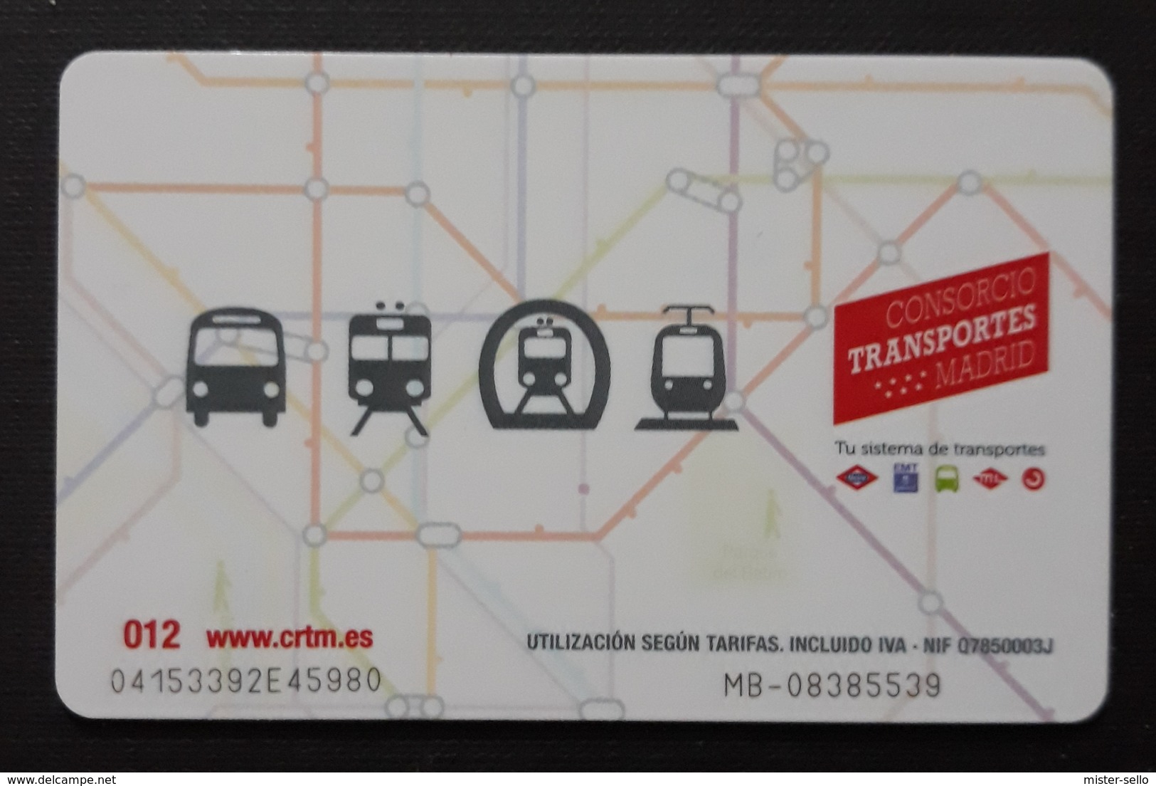 TARJETA TRANSPORTES PUBLICOS MADRID. - Otros & Sin Clasificación