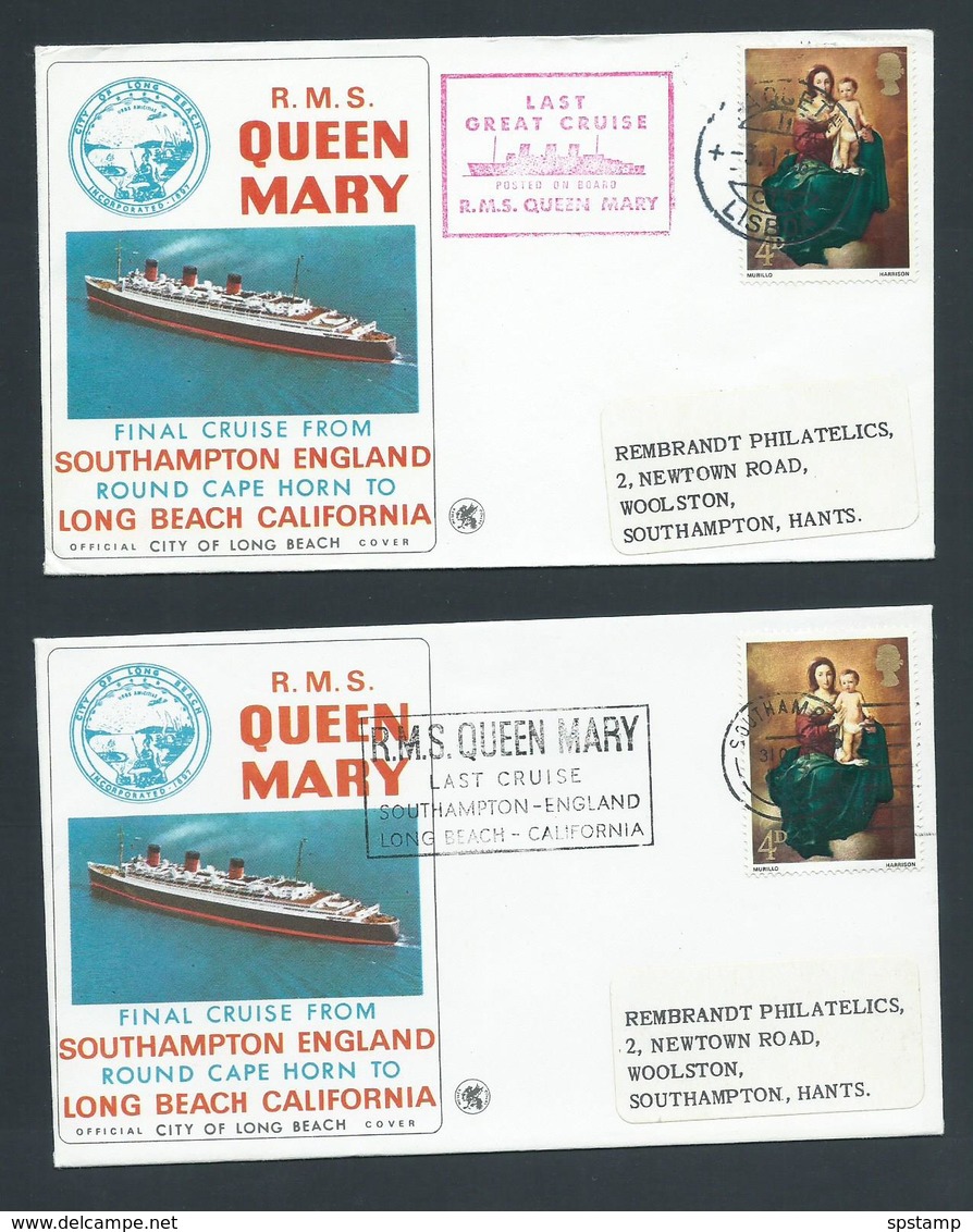 Great Britain 1967 Queen Mary Final Voyage Covers X 2 Southampton & Lisbon Cds - Covers & Documents