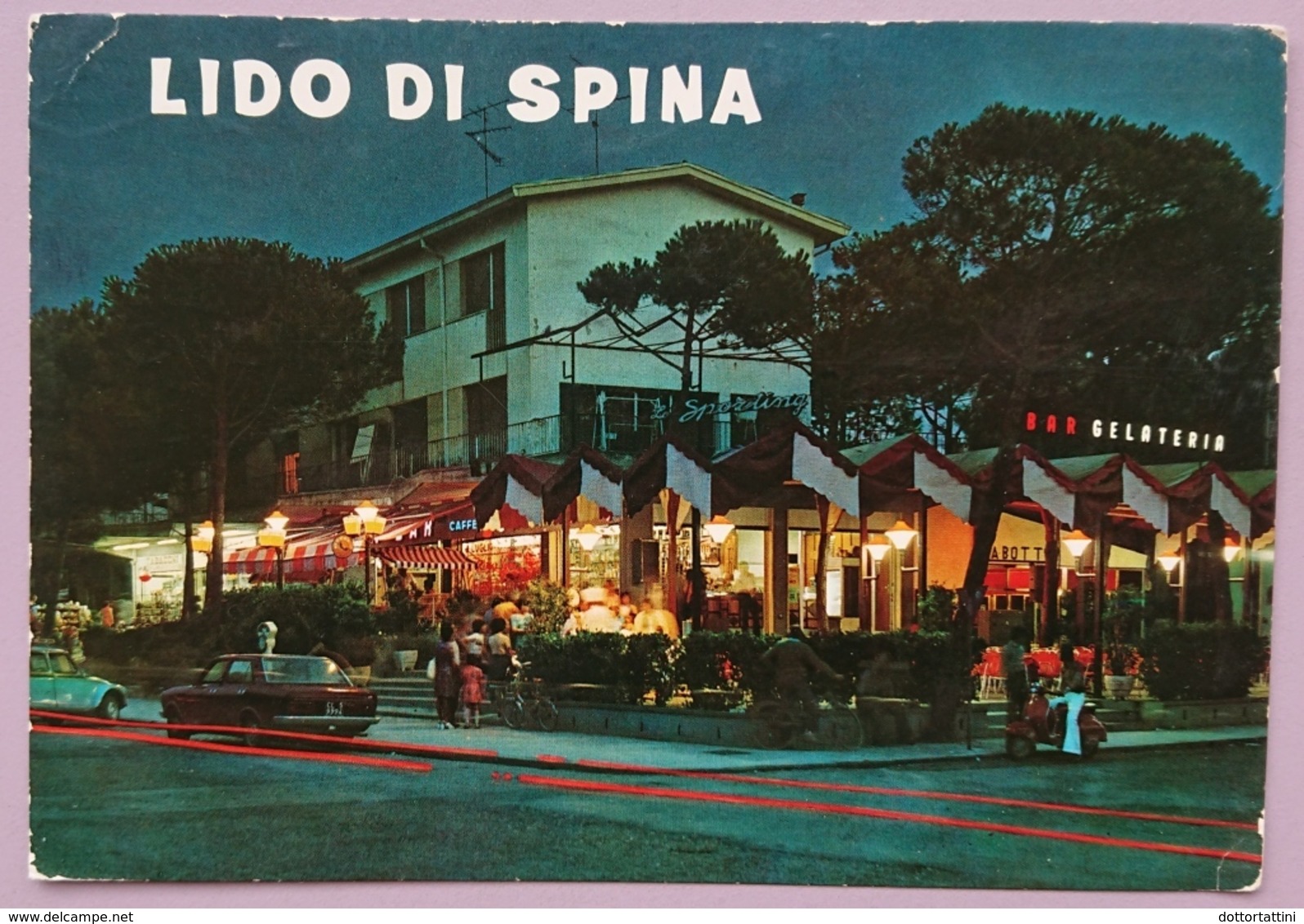 LIDO DI SPINA - Bar Gelateria Lo Sporting - Notturno - Piaggio Vespa  Vg - Ferrara