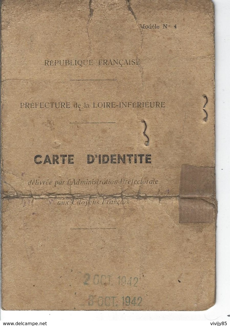 44 - NANTES - CHANTENAY - Carte D'identité De M. Guilbaud Né Aux BOIS DE CENE ( VENDEE ) - 1939 - Autres & Non Classés