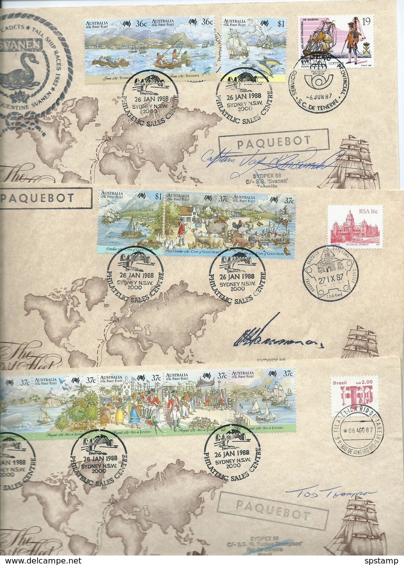 Australia 1987 - 1988 First Fleet Re-Enactment Covers X 5 Different , Dual Useages & Signed Etc - Covers & Documents