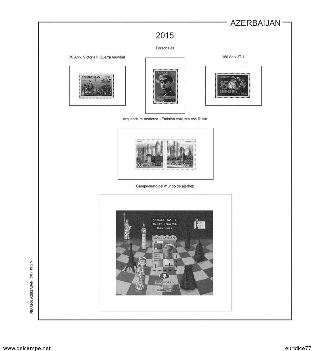 Suplemento Filkasol Azerbaijan 2015 + Filoestuches HAWID Transparentes - Pre-Impresas