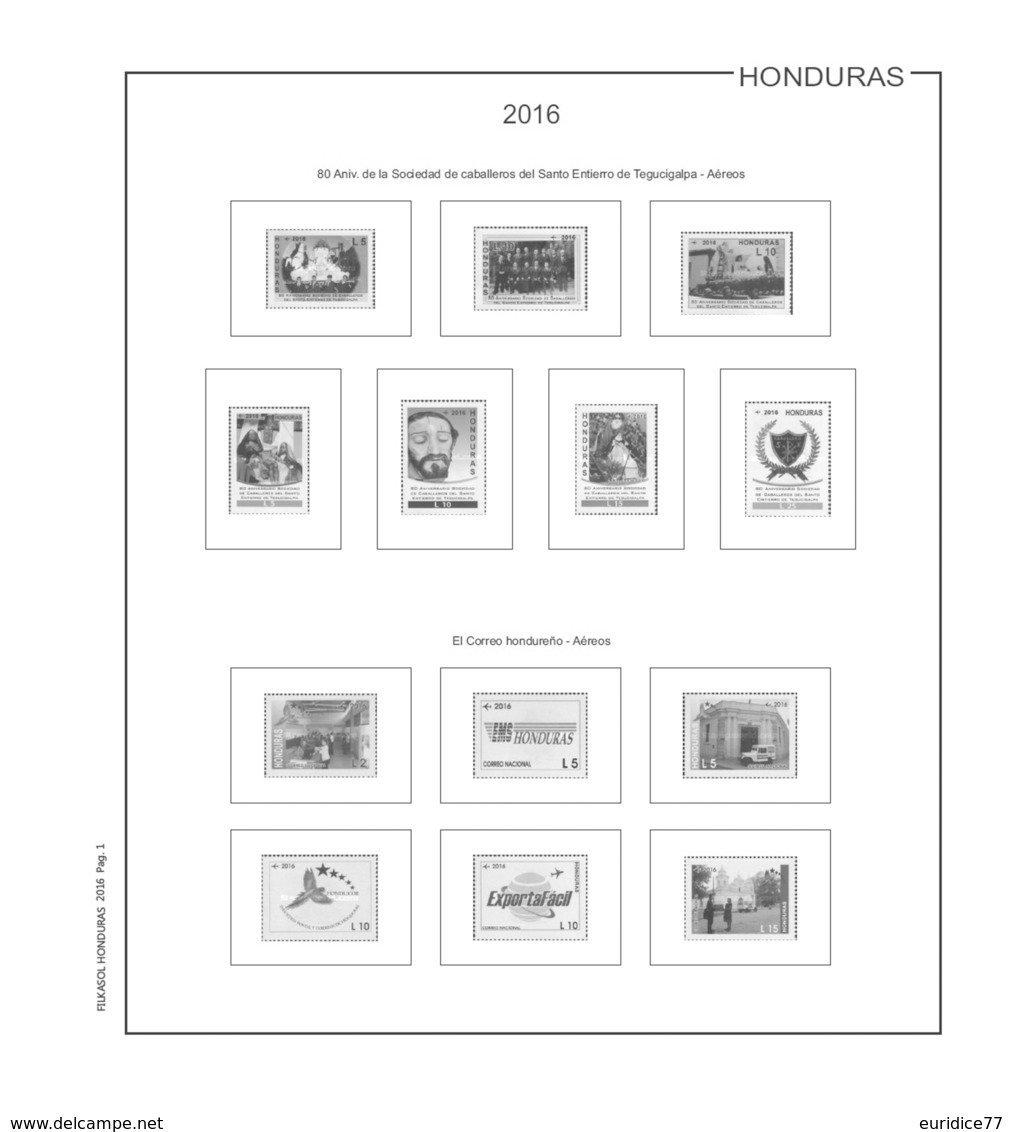 Suplemento Filkasol Honduras 2016 + Filoestuches HAWID Transparentes - Pre-printed Pages