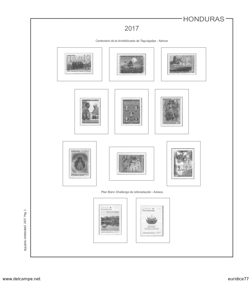Suplemento Filkasol Honduras 2017 - Ilustrado Para Album 15 Anillas - Afgedrukte Pagina's
