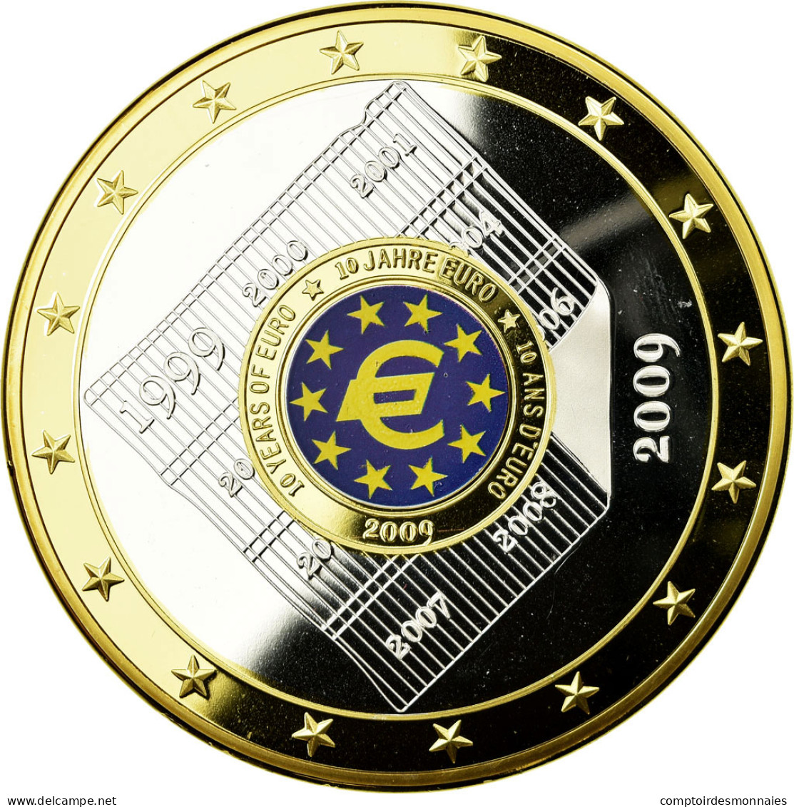 France, Médaille, Europe, Les 10 Ans De L'Union Monétaire, 2009, FDC, Copper - Autres & Non Classés